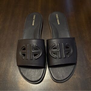Cole Haan Women's Black Leather Slide Sandals